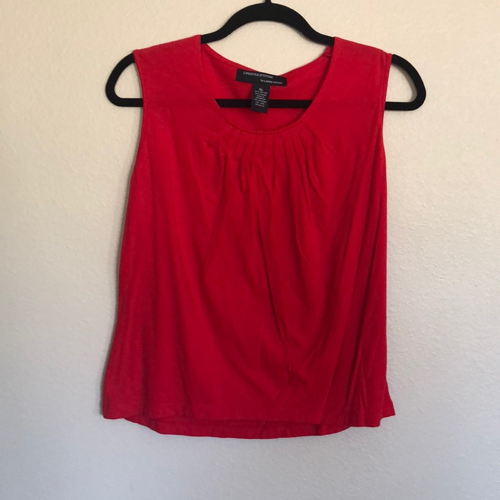 Red with pleaded front tank top